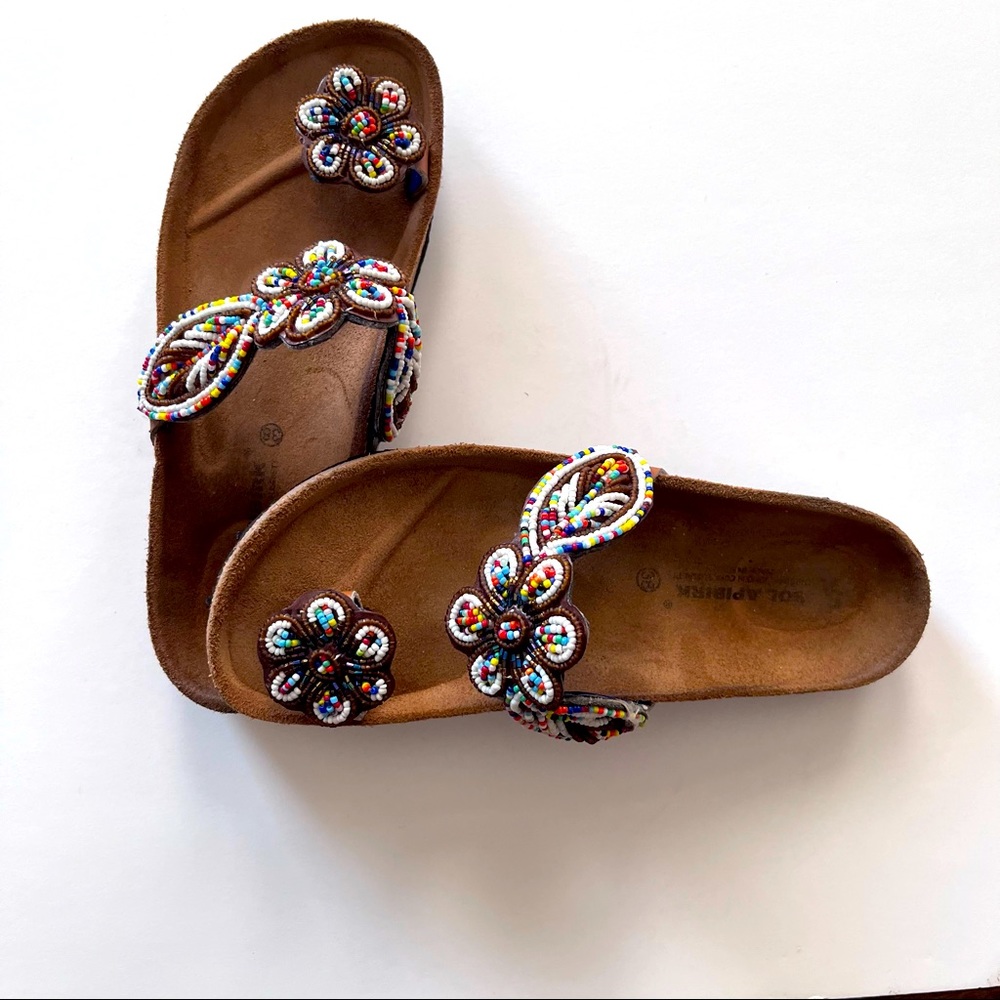 Beaded Birkenstock style sandals